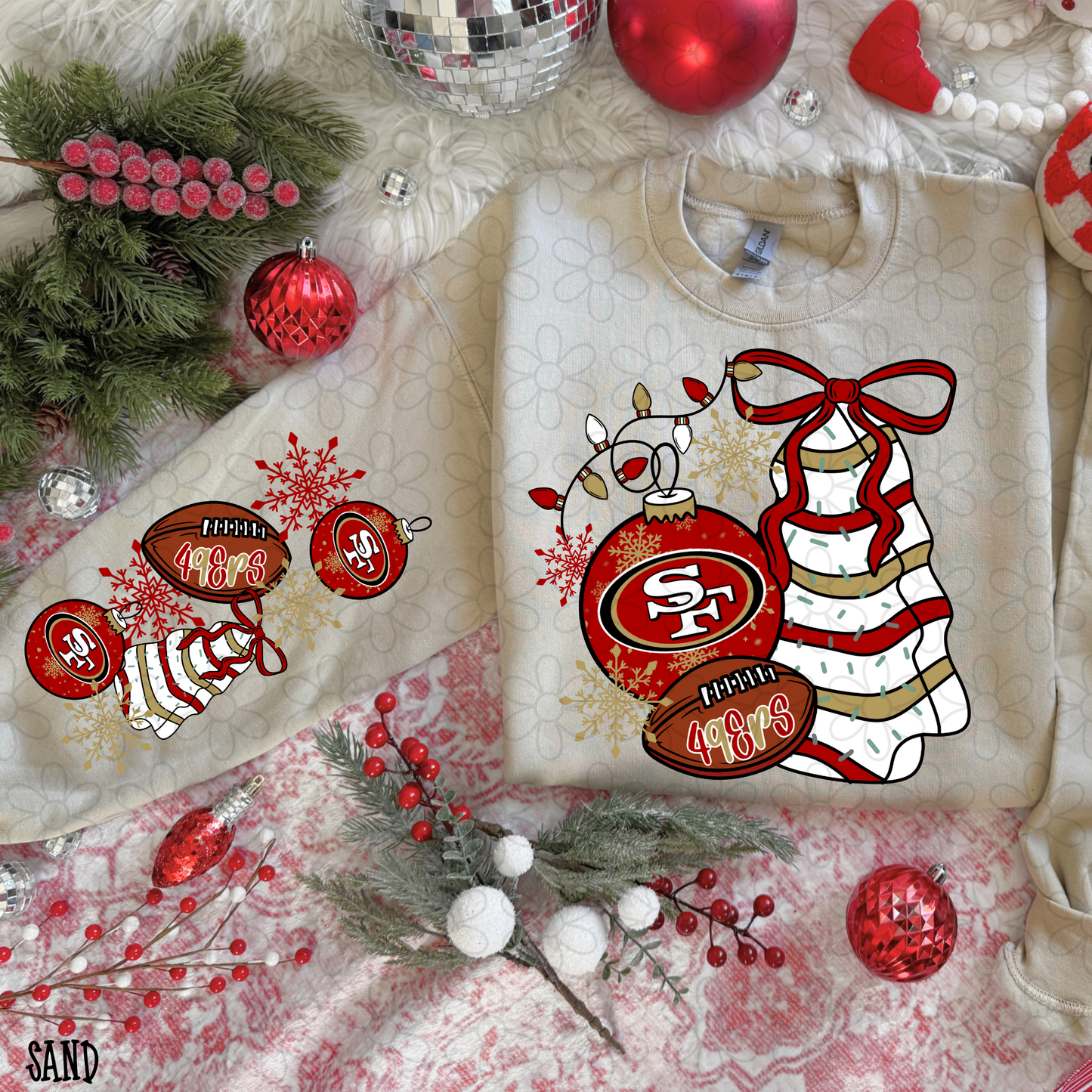 Christmas Tree Cake Football Teams (Multiple Options) Completed Tee