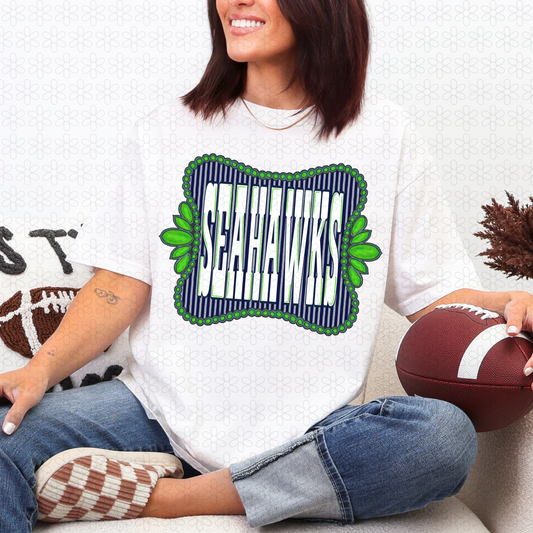 Beaded Frame Seahawks Completed Tee