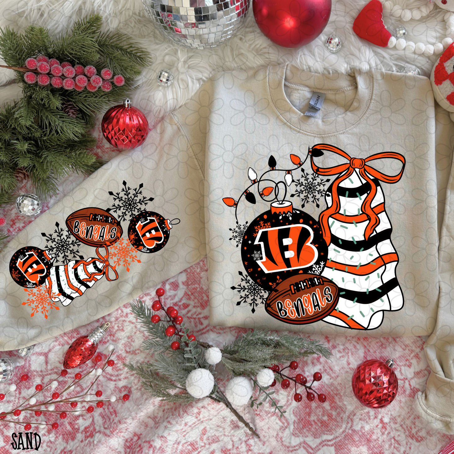 Christmas Tree Cake Football Teams (Multiple Options) Completed Tee