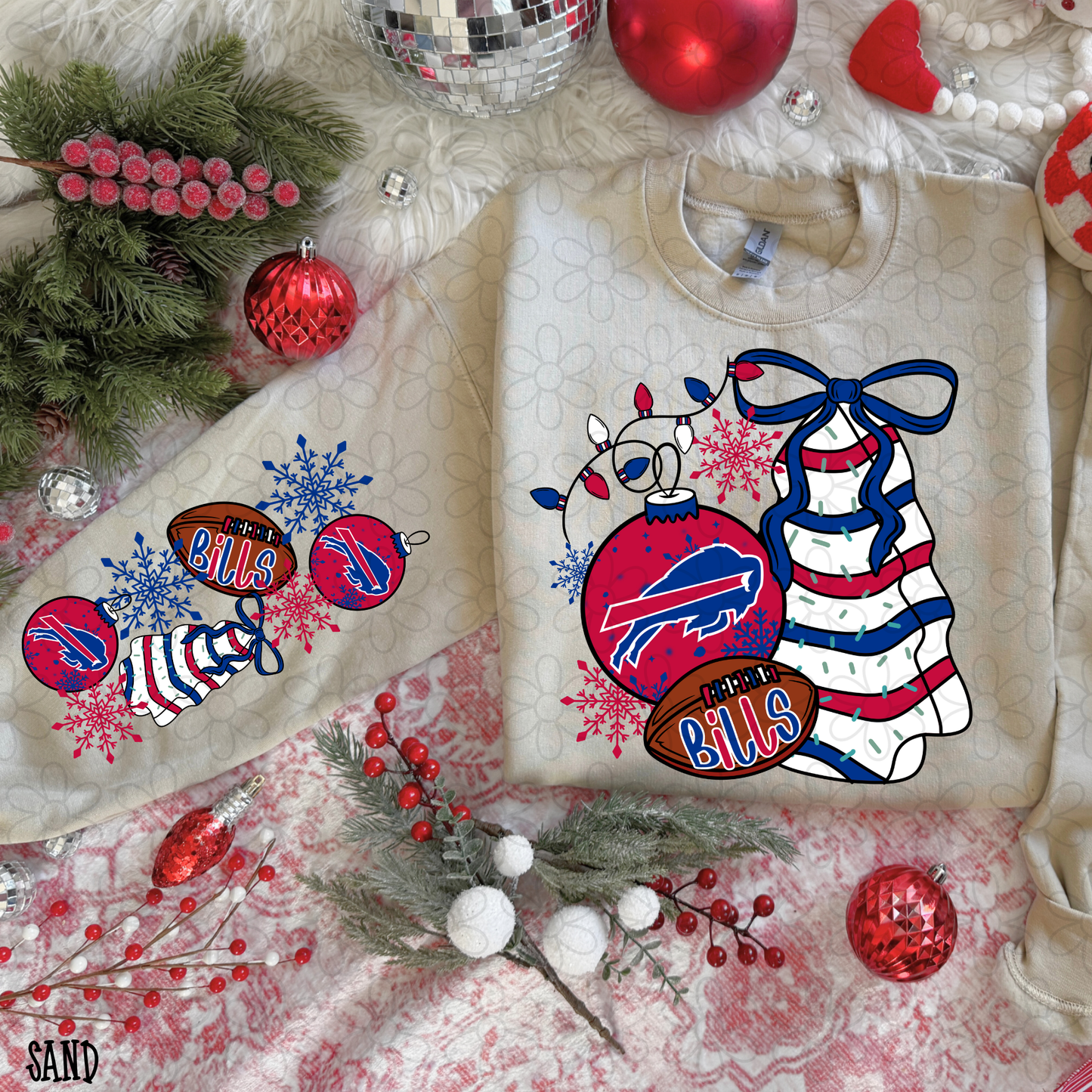 Christmas Tree Cake Football Teams (Multiple Options) Completed Tee