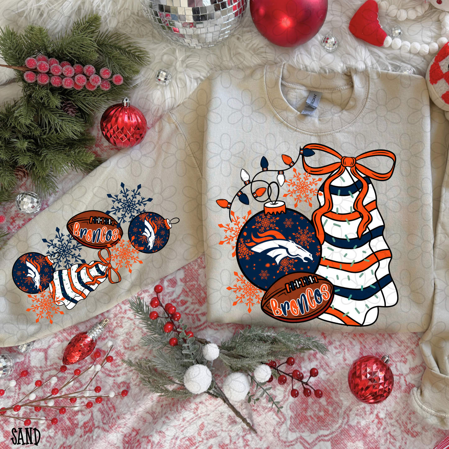 Christmas Tree Cake Football Teams (Multiple Options) Completed Tee