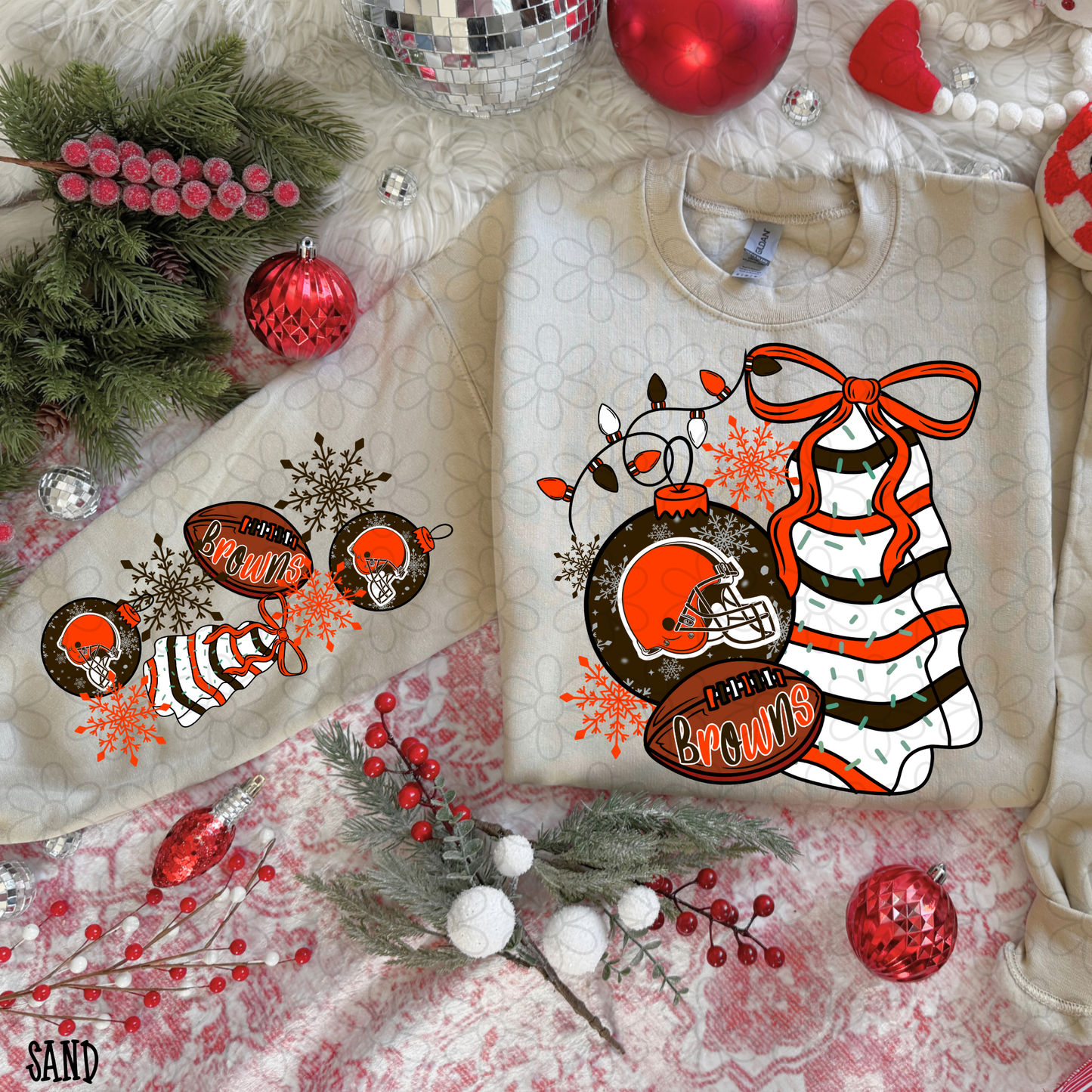 Christmas Tree Cake Football Teams (Multiple Options) Completed Tee