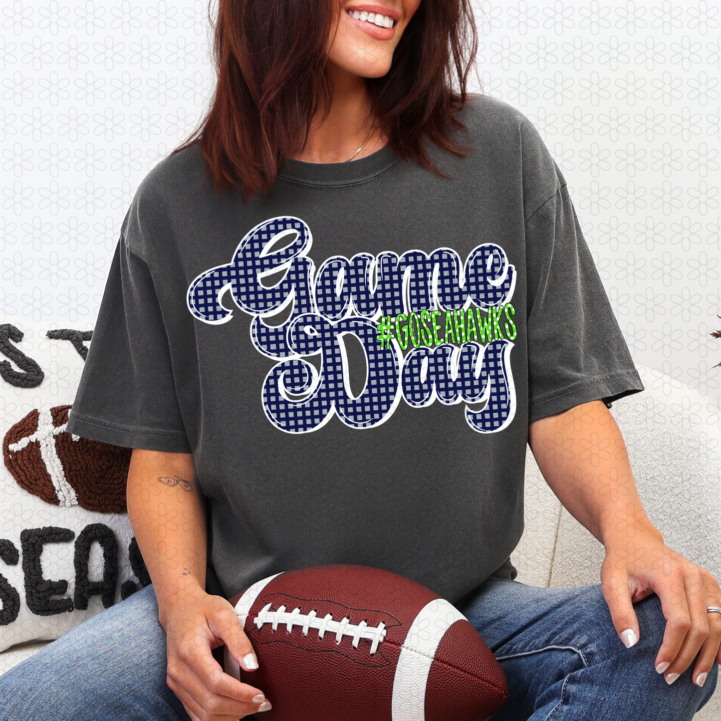 Gingham Game Day Seahawks Completed Tee