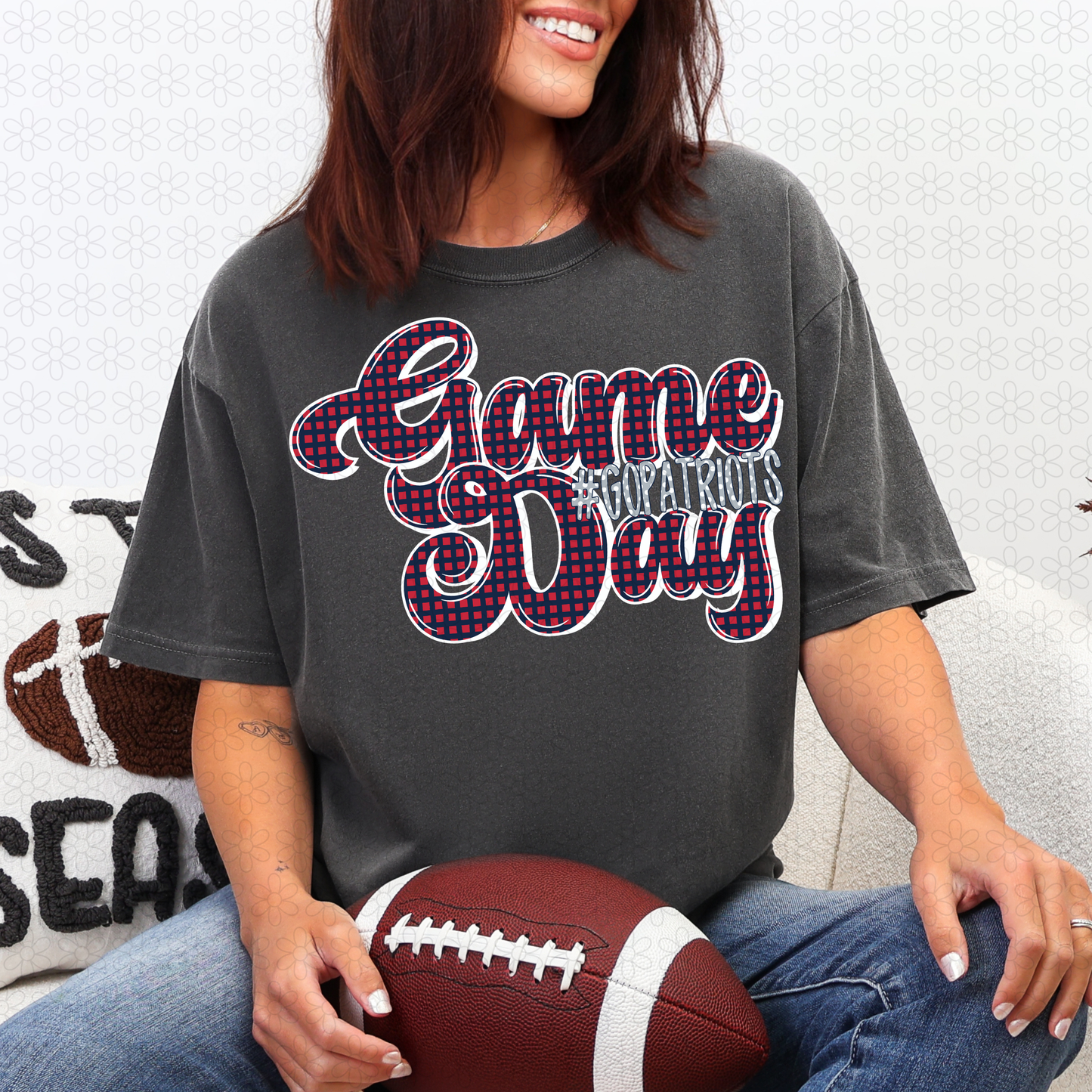 Gingham Game Day Patriots Completed Tee