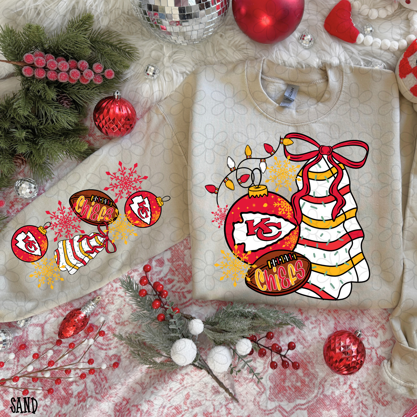 Christmas Tree Cake Football Teams (Multiple Options) DTF Transfer