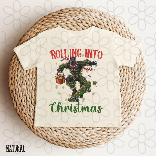 Rolling Into Christmas Superheroes (Multiple Options) Completed Tee