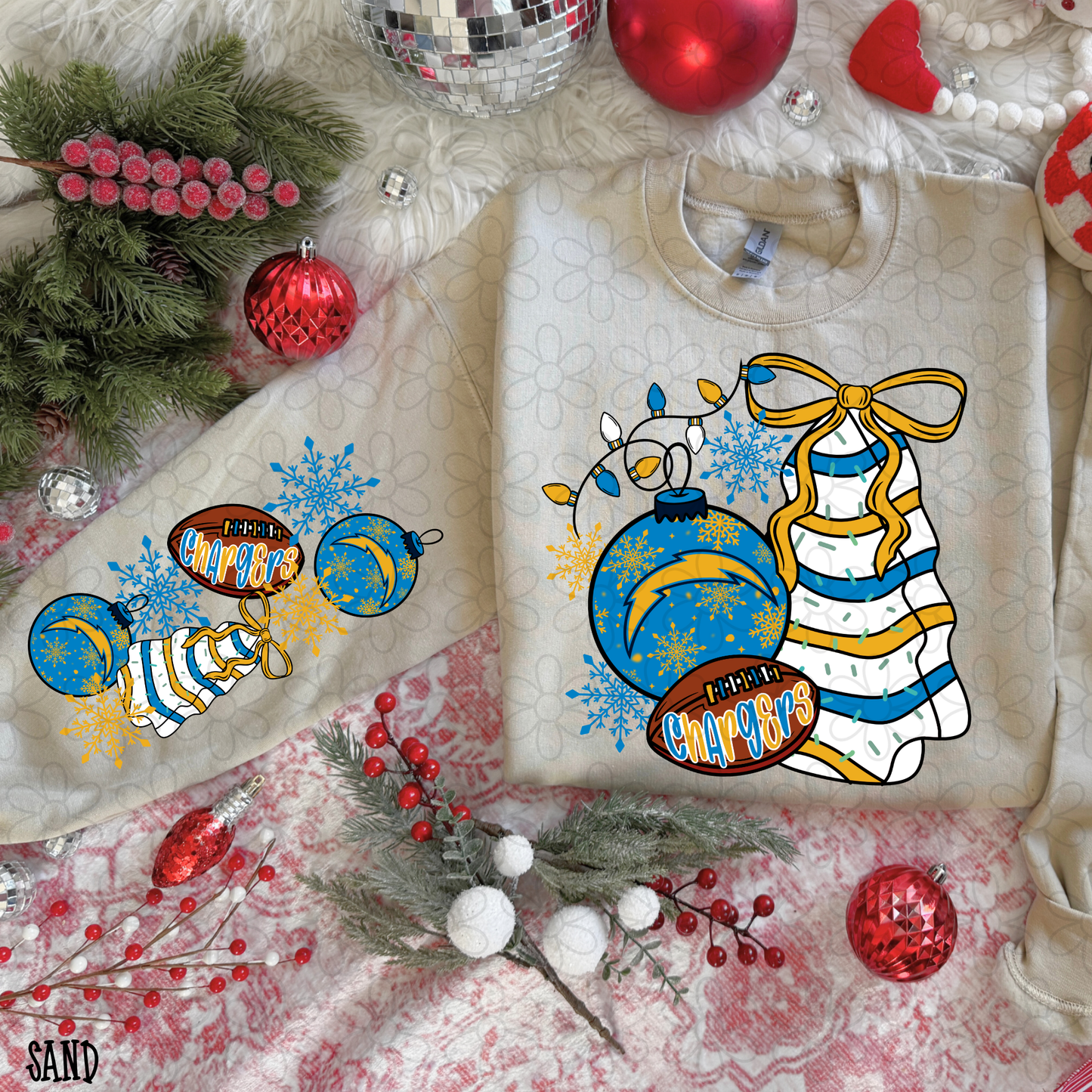 Christmas Tree Cake Football Teams (Multiple Options) Completed Tee