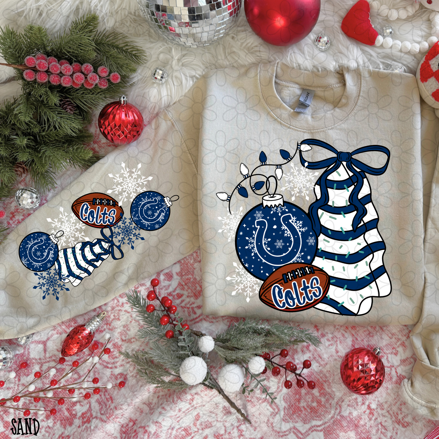 Christmas Tree Cake Football Teams (Multiple Options) Completed Tee