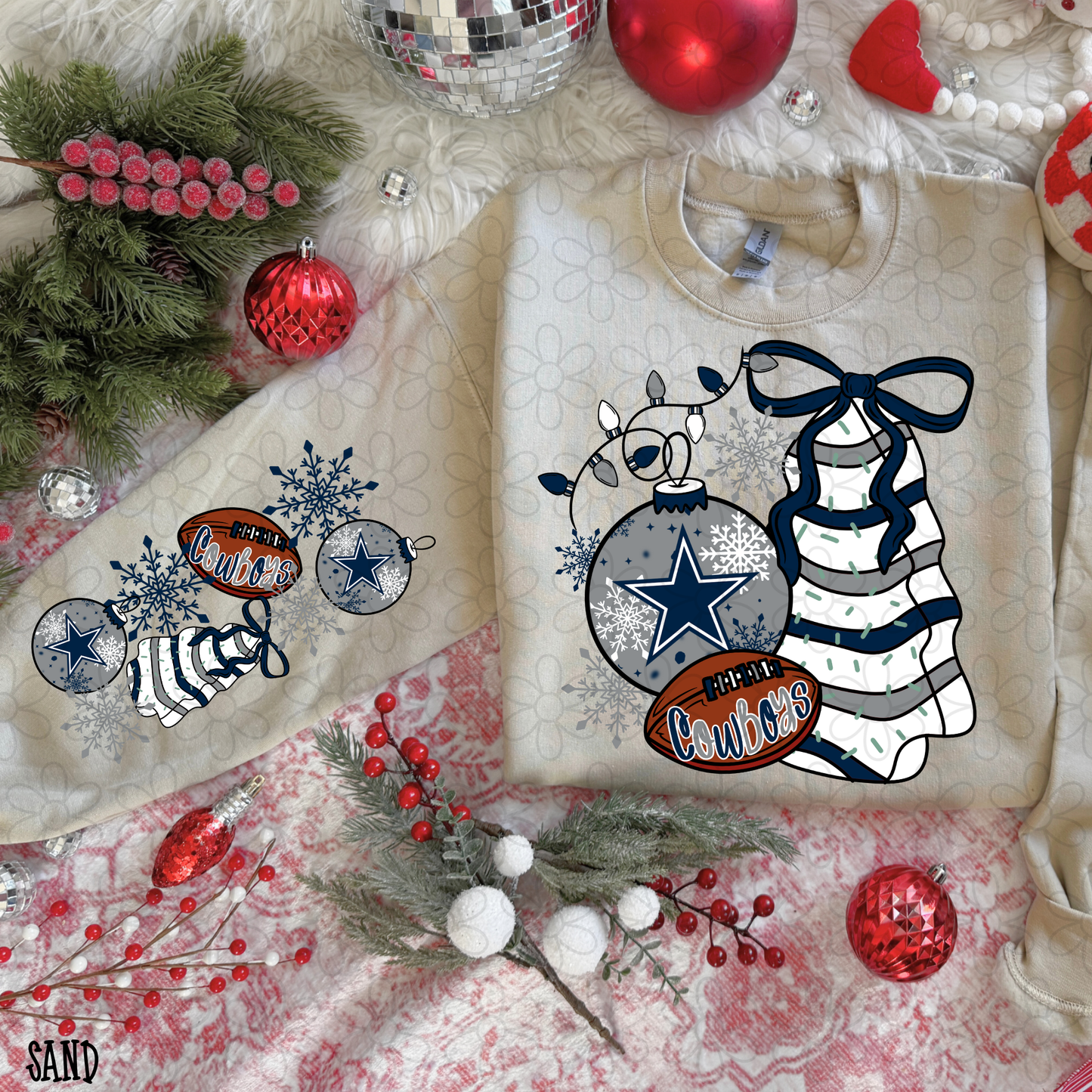 Christmas Tree Cake Football Teams (Multiple Options) DTF Transfer