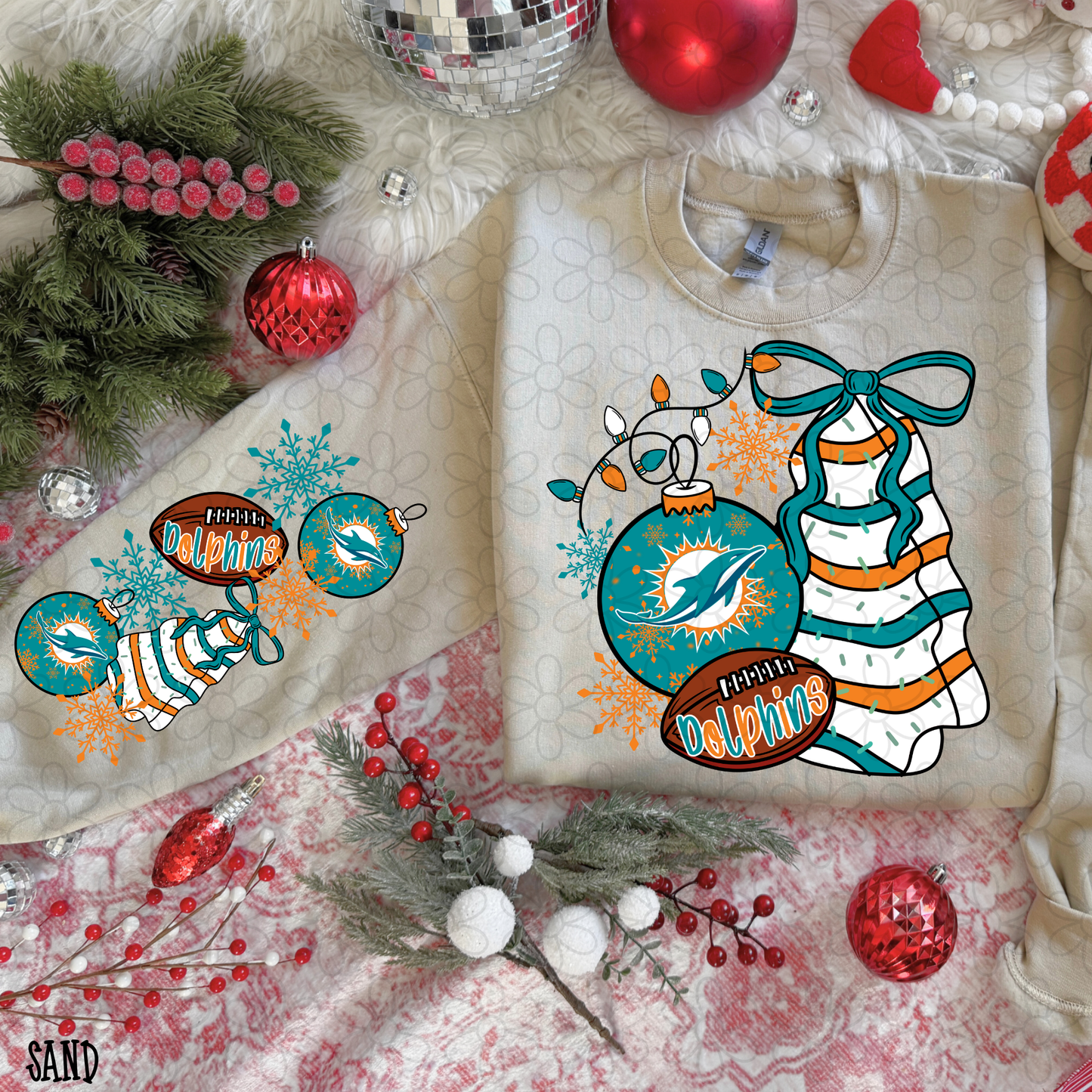 Christmas Tree Cake Football Teams (Multiple Options) Completed Tee