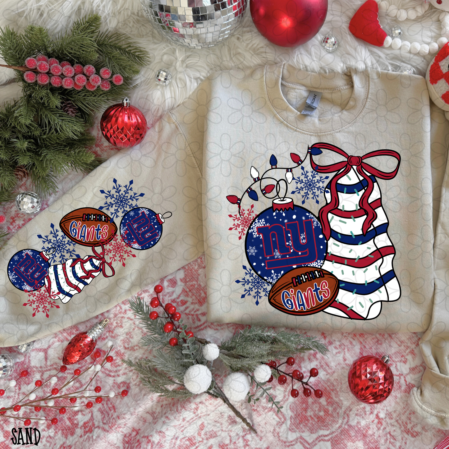 Christmas Tree Cake Football Teams (Multiple Options) Completed Tee