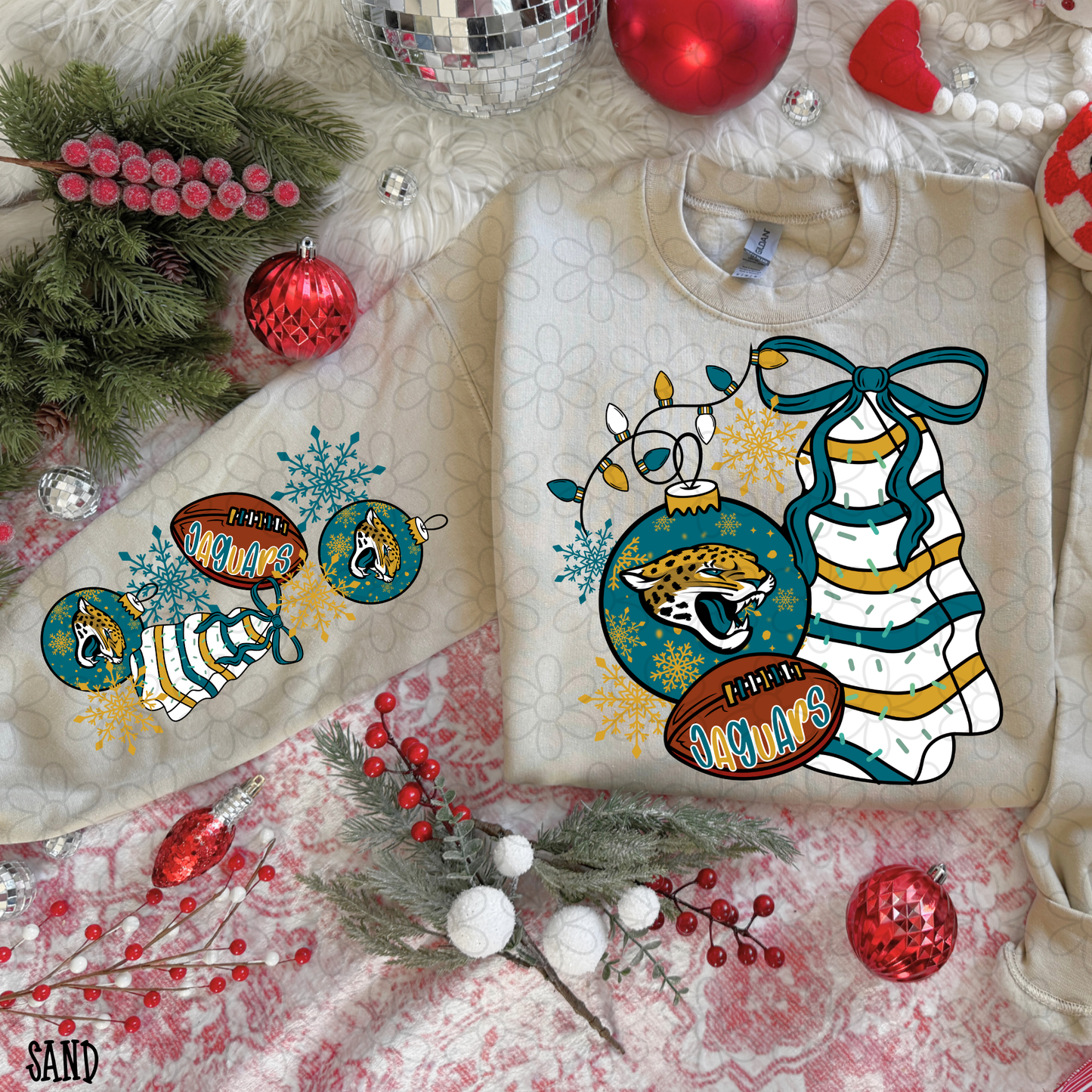 Christmas Tree Cake Football Teams (Multiple Options) Completed Tee