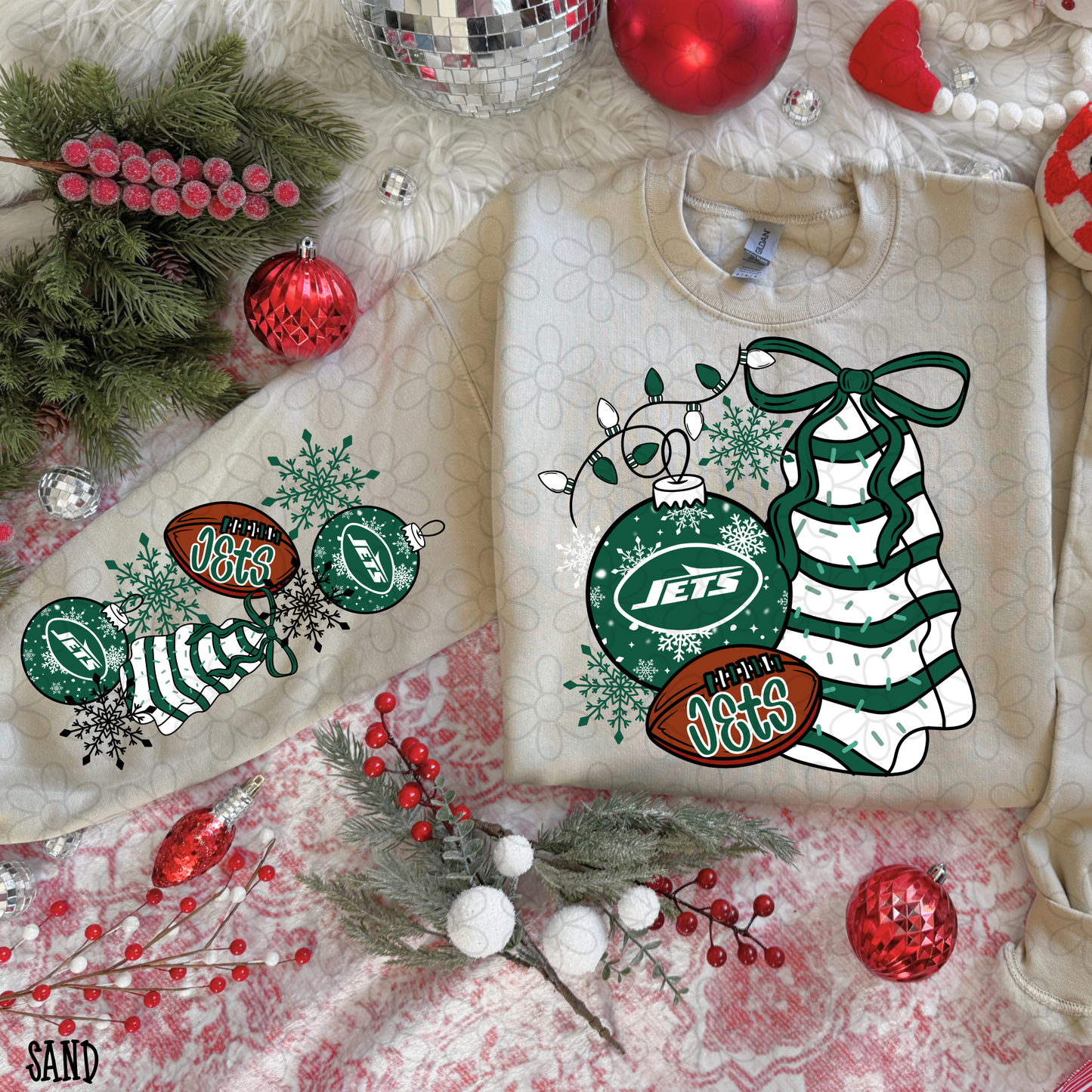 Christmas Tree Cake Football Teams (Multiple Options) Completed Tee