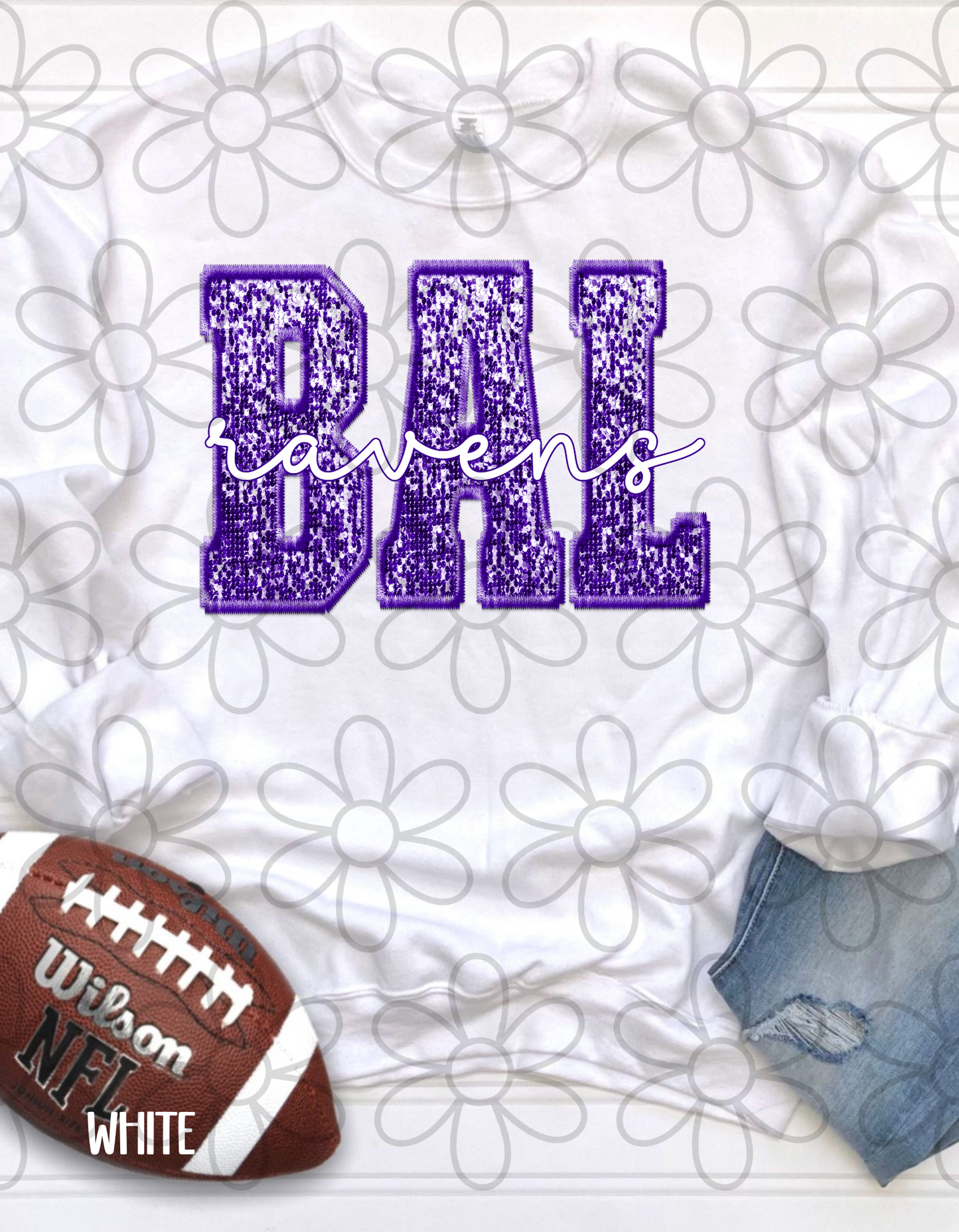 Football Team Sequins (Multiple Options) Kids Completed Tee