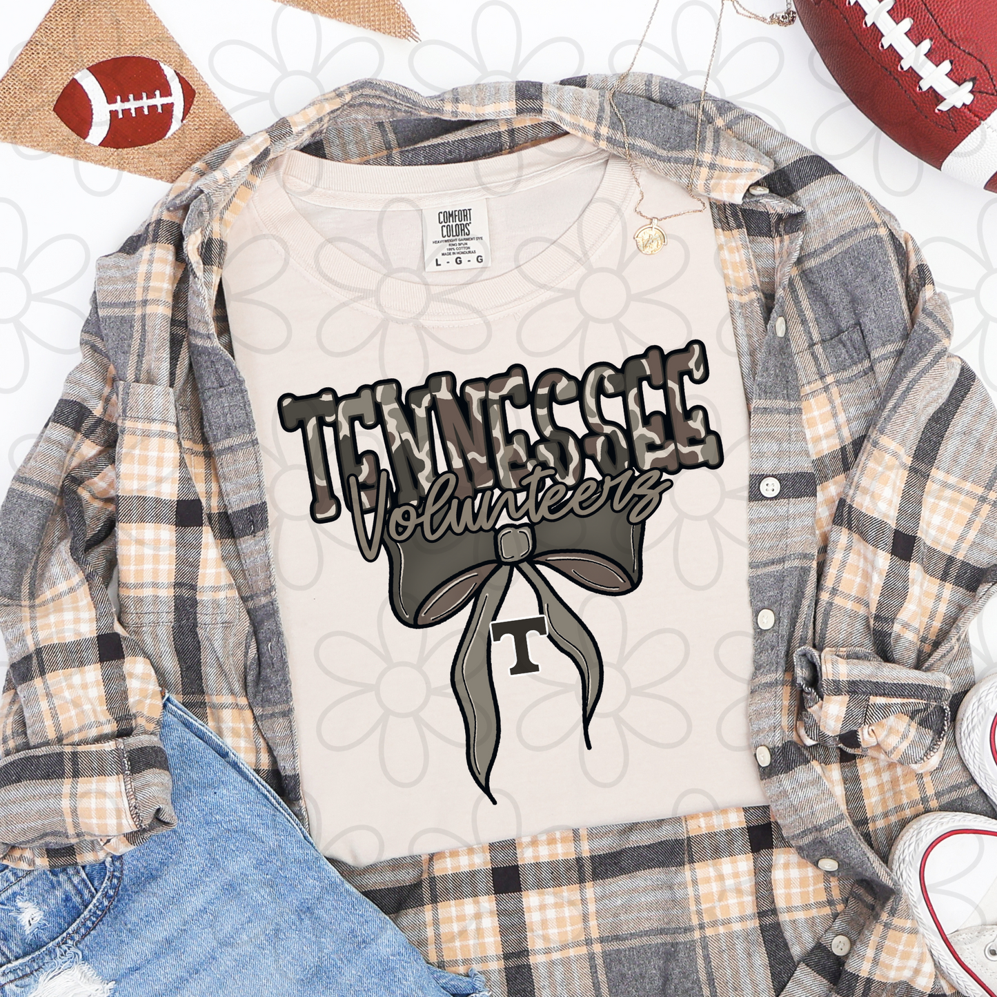 Camo Sports Teams Bow (Multiple Options) Kids Completed Tee