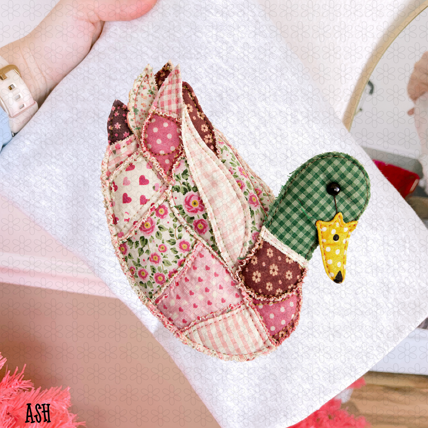 Pink Floral Quilted Duck DTF Transfer