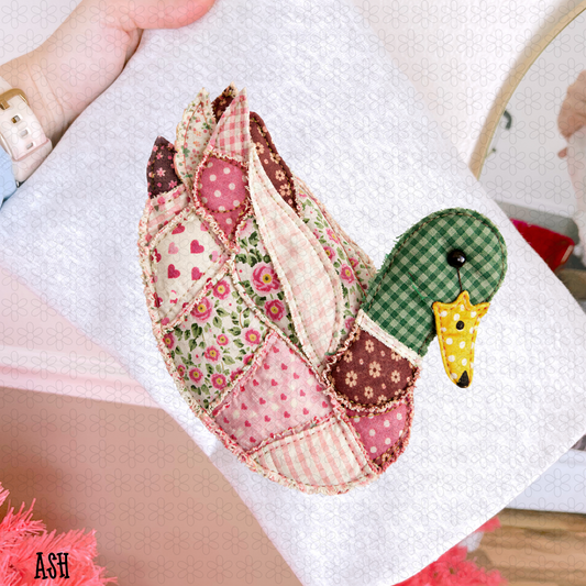 Pink Floral Quilted Duck DTF Transfer