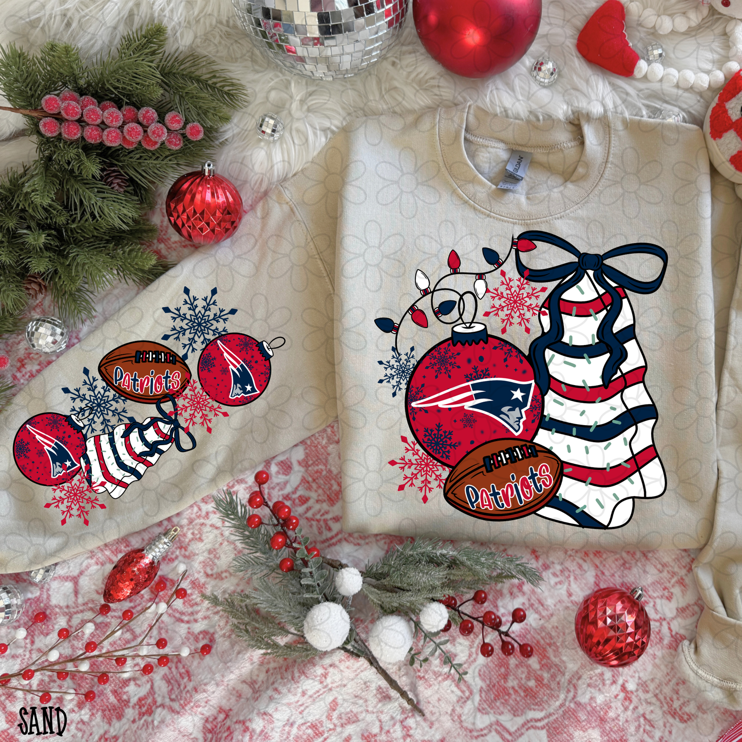 Christmas Tree Cake Football Teams (Multiple Options) Completed Tee