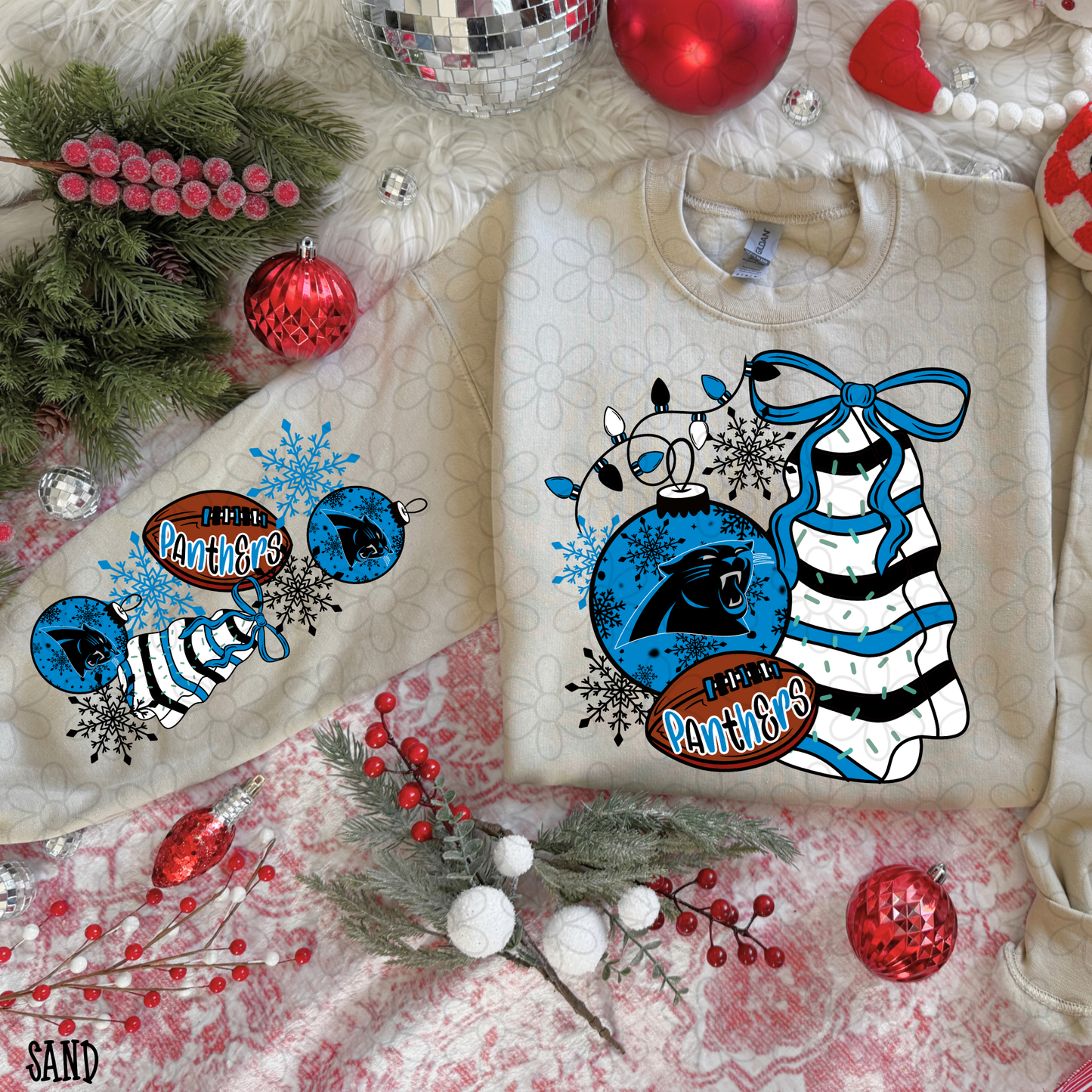 Christmas Tree Cake Football Teams (Multiple Options) Completed Tee