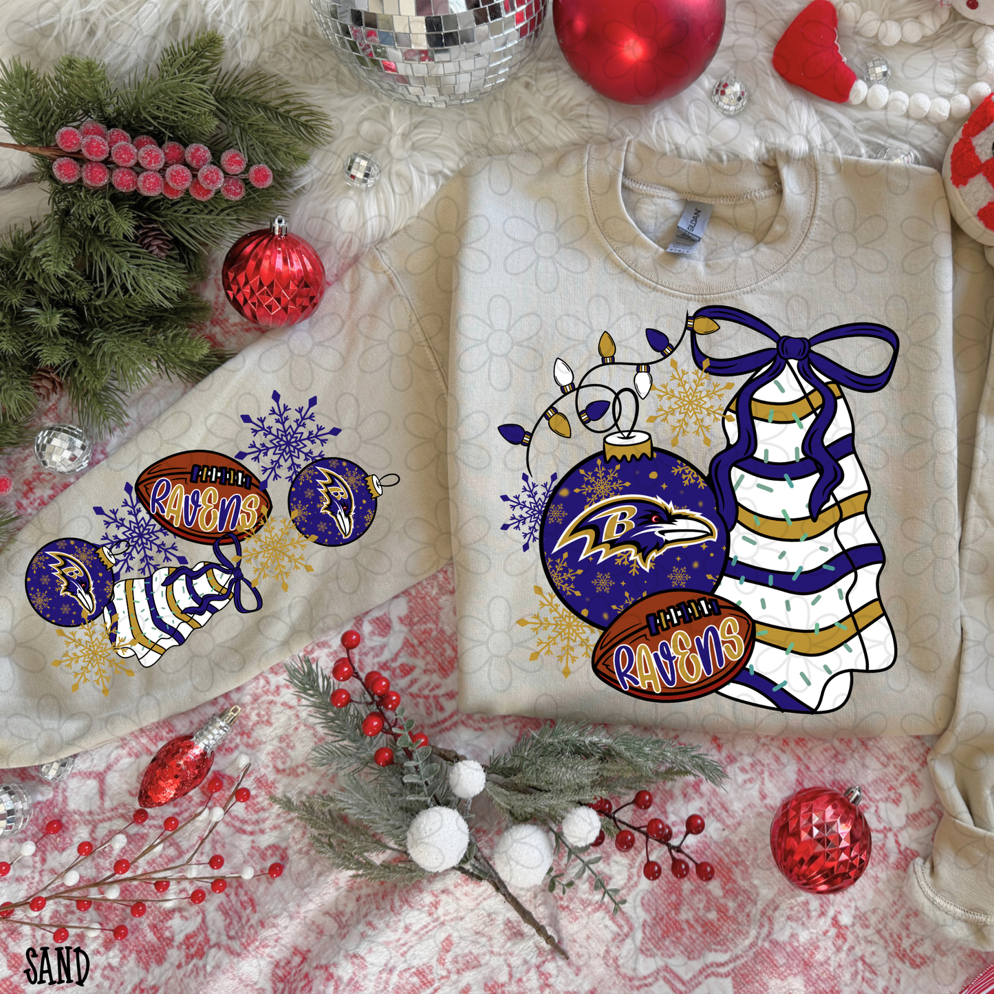 Christmas Tree Cake Football Teams (Multiple Options) DTF Transfer