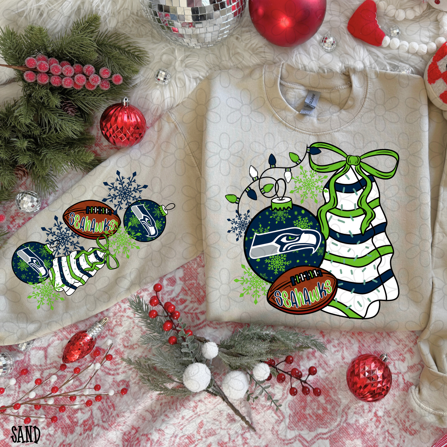 Christmas Tree Cake Football Teams (Multiple Options) Completed Tee