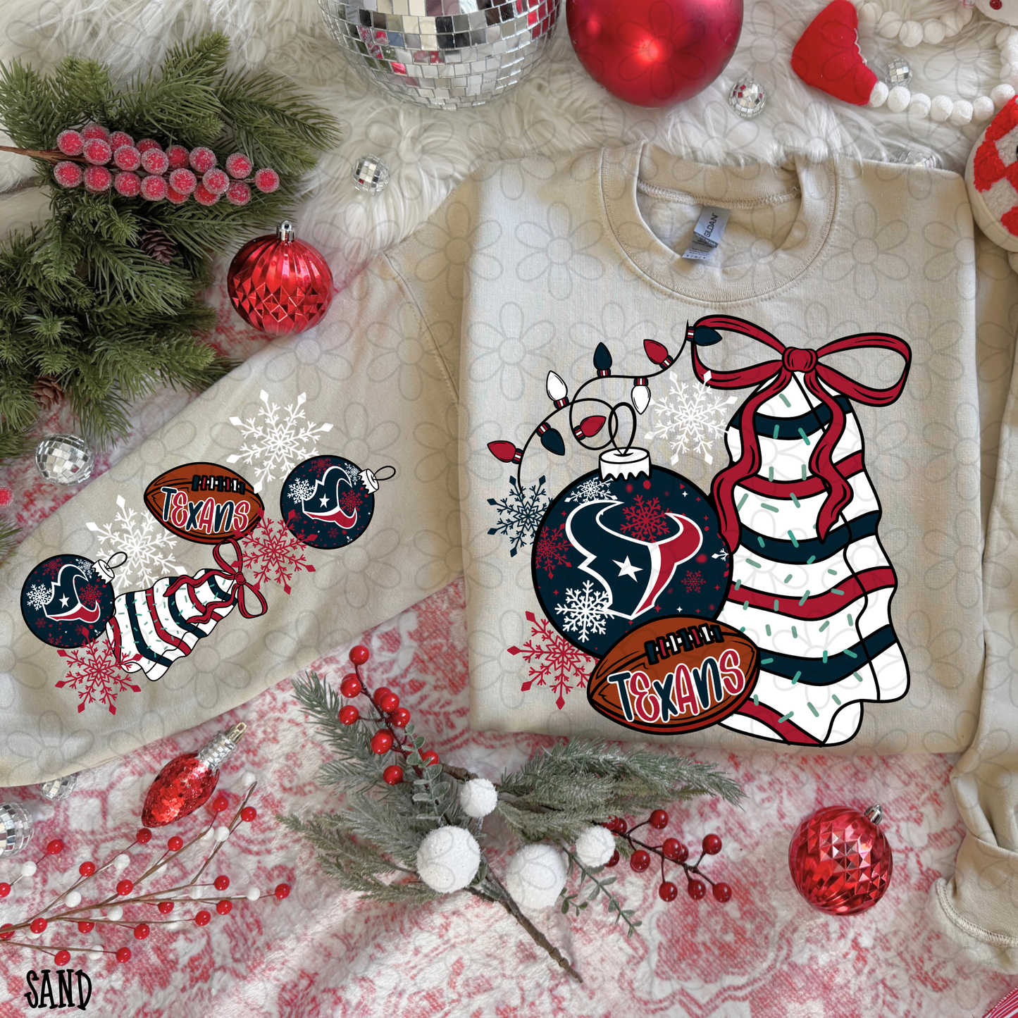 Christmas Tree Cake Football Teams (Multiple Options) DTF Transfer