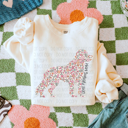 Dog Floral  ( Multiple Options NO CUSTOMS )DTF Transfer