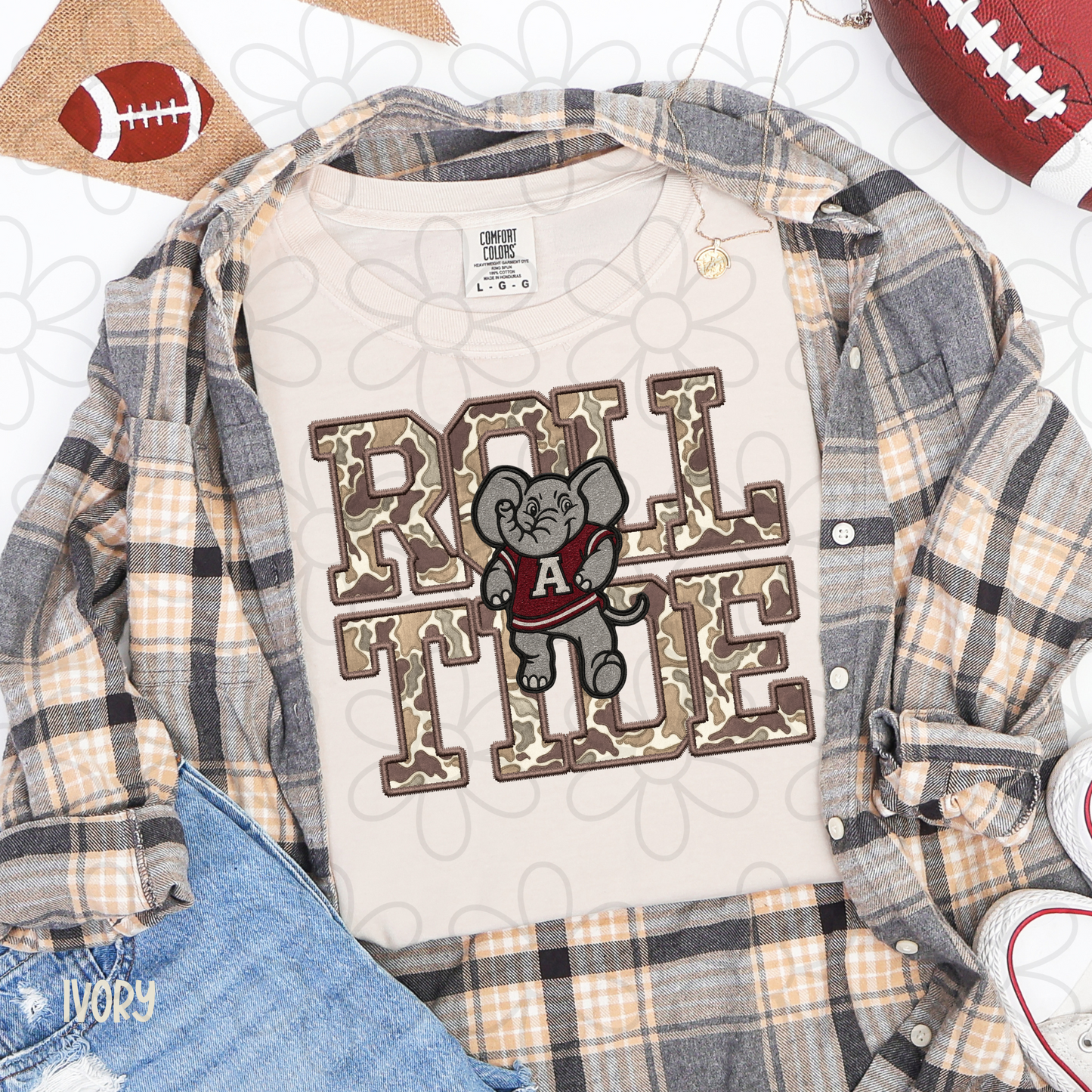 Camo Football Teams Mascot (Multiple Options) Kids Completed Tee
