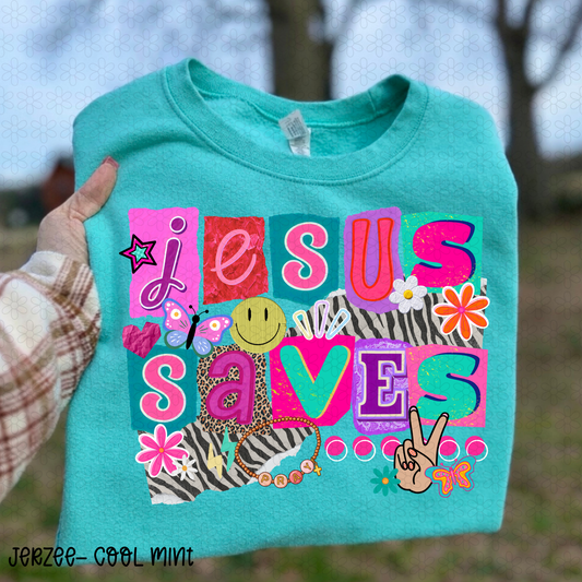 Retro Jesus Saves Completed Tee