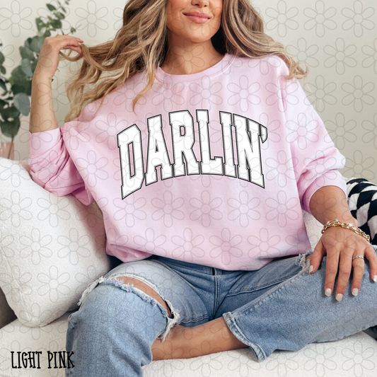 Darlin Varsity White DTF Transfer