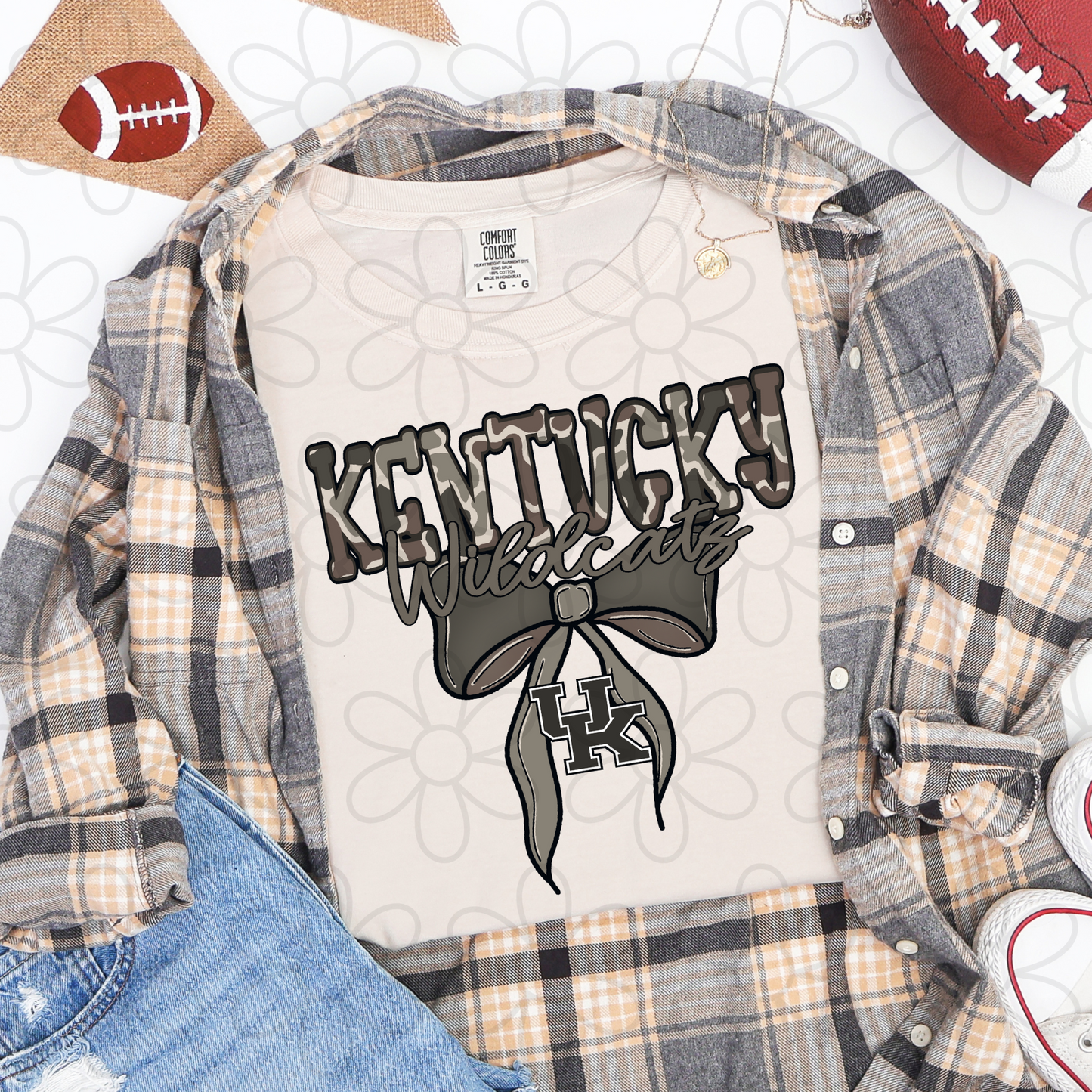 Camo Sports Teams Bow (Multiple Options) Kids Completed Tee