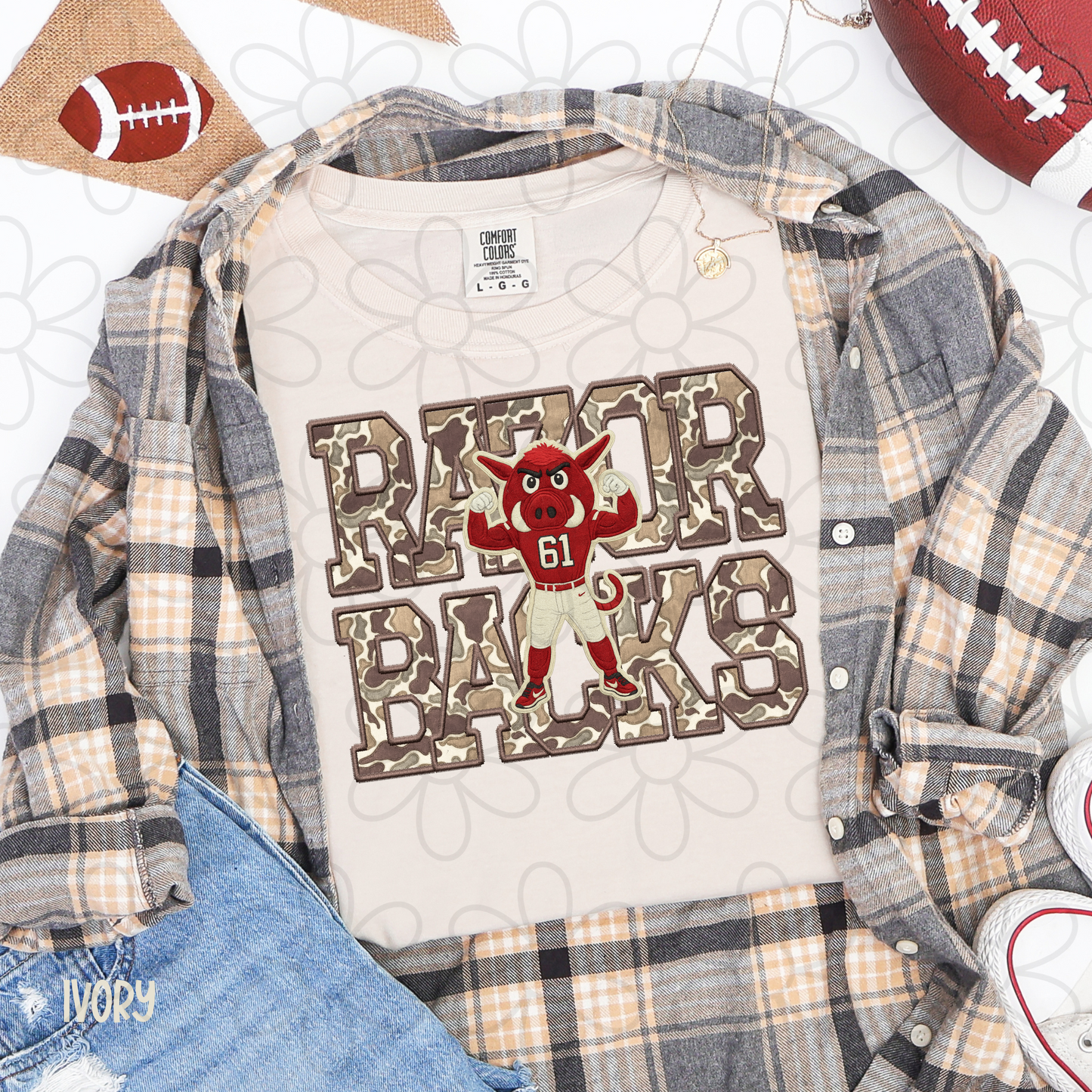 Camo Football Teams Mascot (Multiple Options) Kids Completed Tee