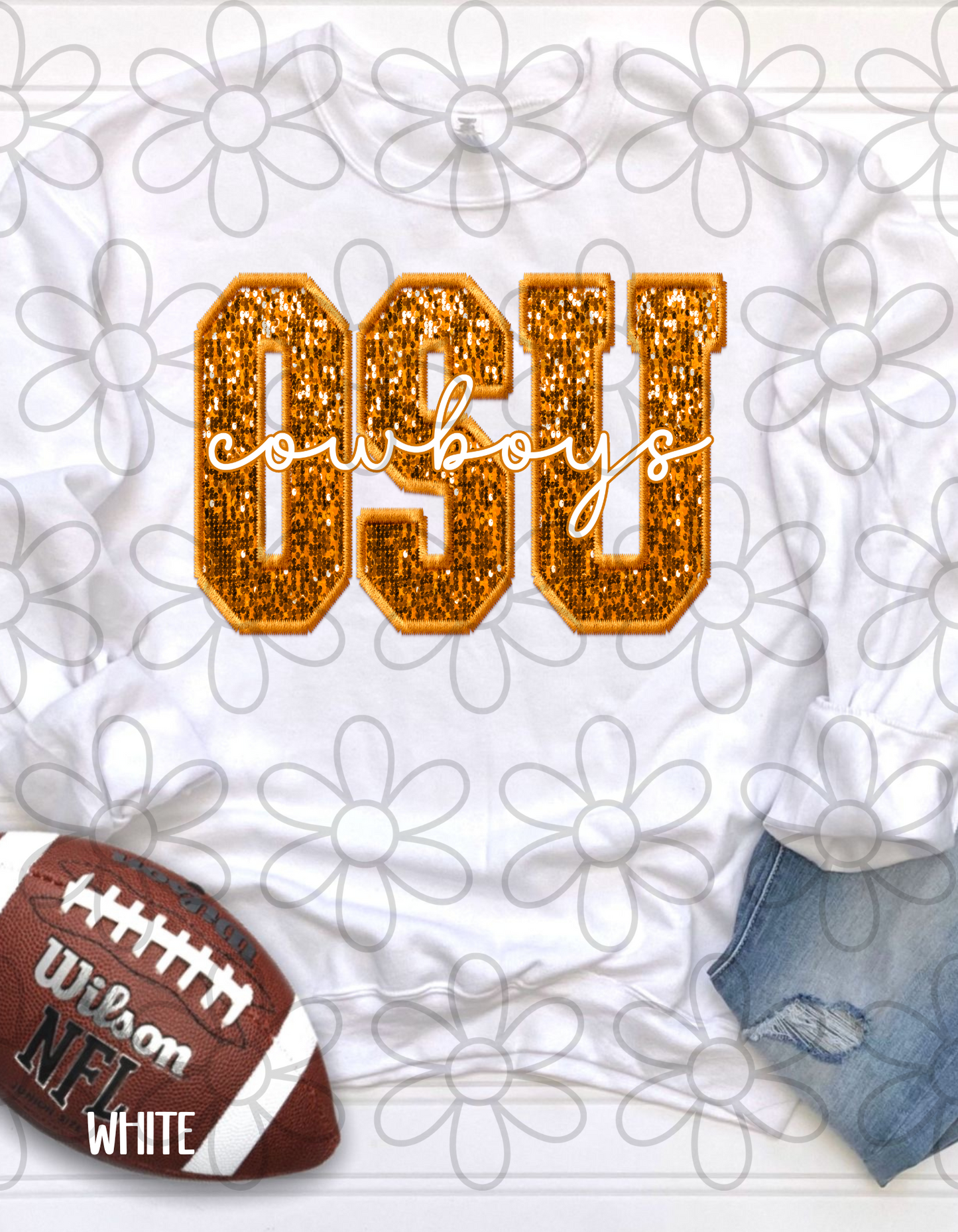 Football Team Sequins (Multiple Options) Kids Completed Tee