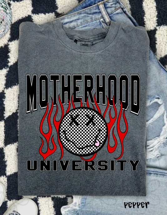 Motherhood University Flame Smiley DTF Transfer