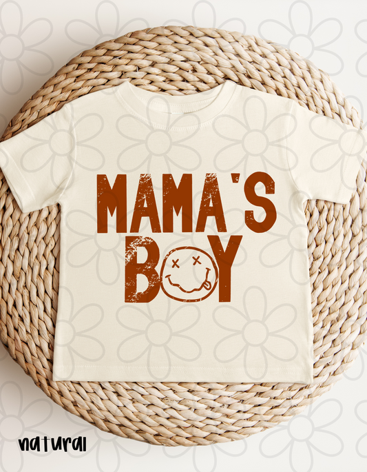 Distressed Mamas Boy Smiley DTF Transfer