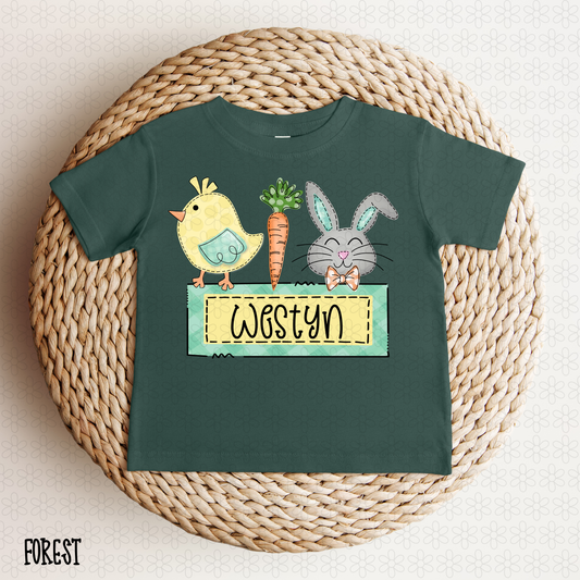 Chick Carrot Bunny Custom Name Boy DTF Transfer