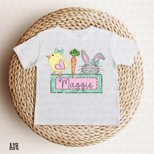 Chick Carrot Bunny Custom Name Girl DTF Transfer