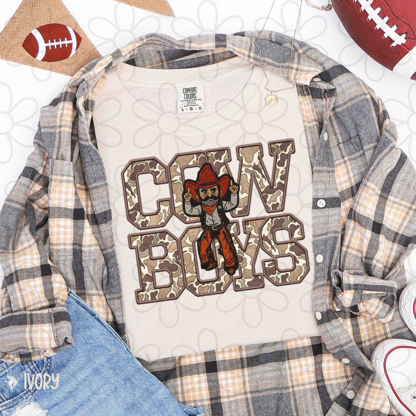 Camo Football Teams Mascot (Multiple Options) Kids Completed Tee