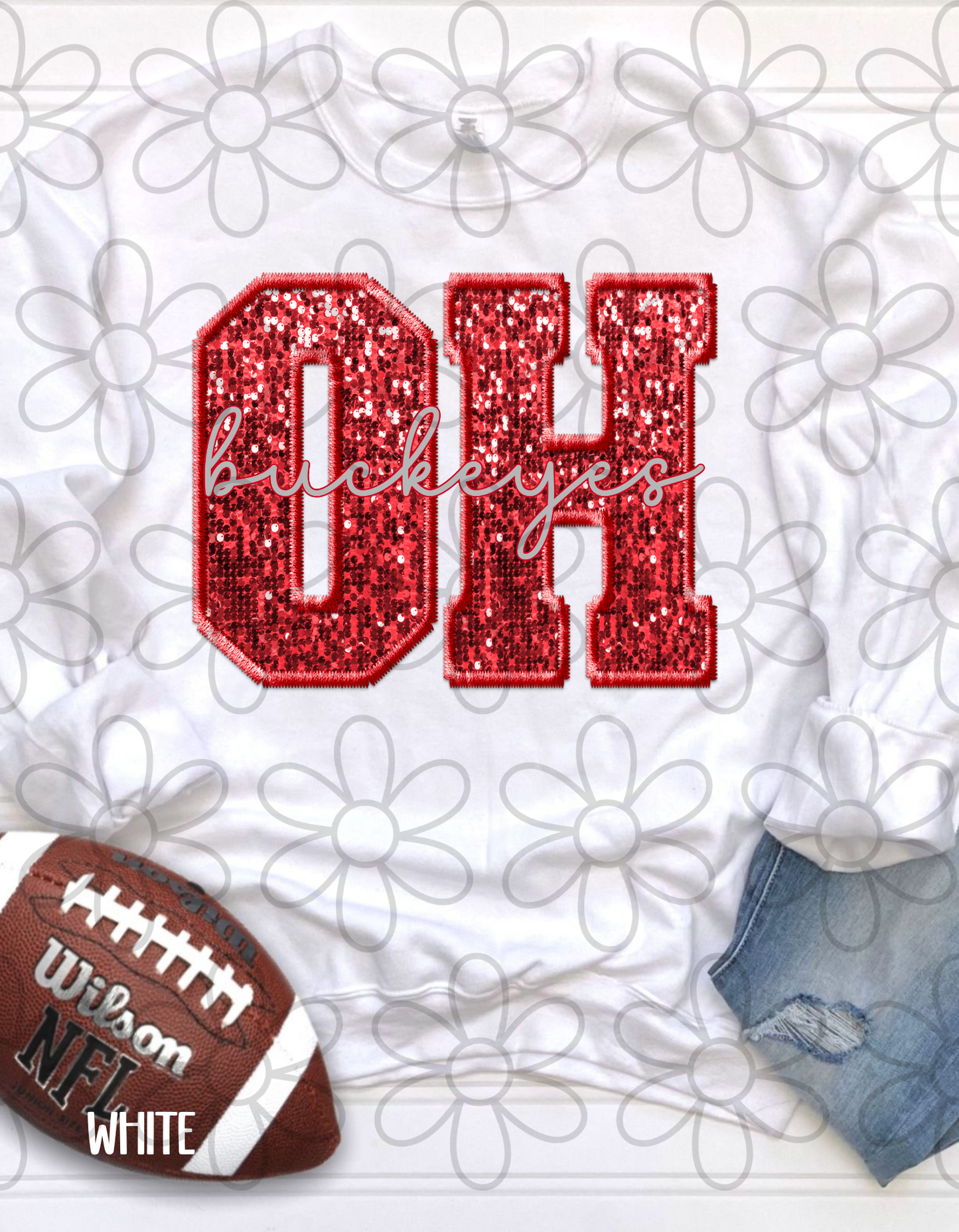 Football Team Sequins (Multiple Options) Kids Completed Tee