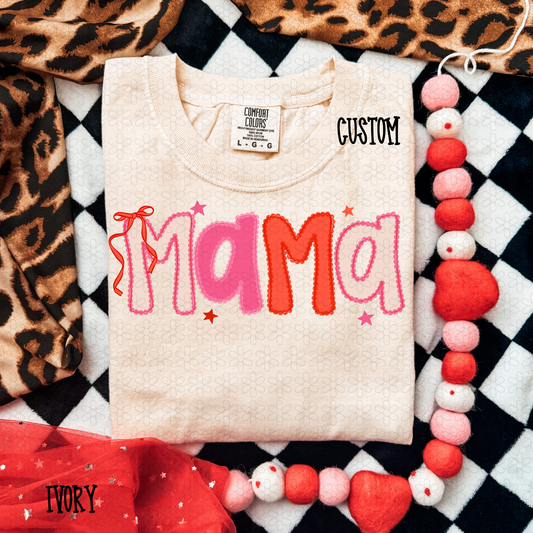 Pink Red Lace Stars Custom Name Completed Tee