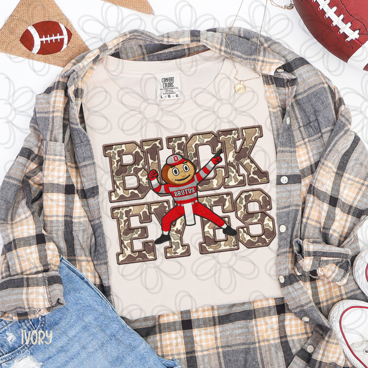 Camo Football Teams Mascot (Multiple Options) Kids Completed Tee