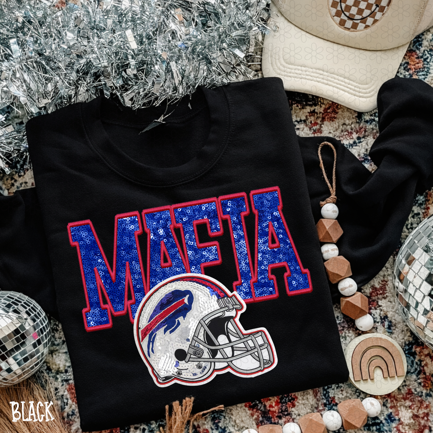 Faux Sequins Football Teams (Multiple Options) Completed Tee