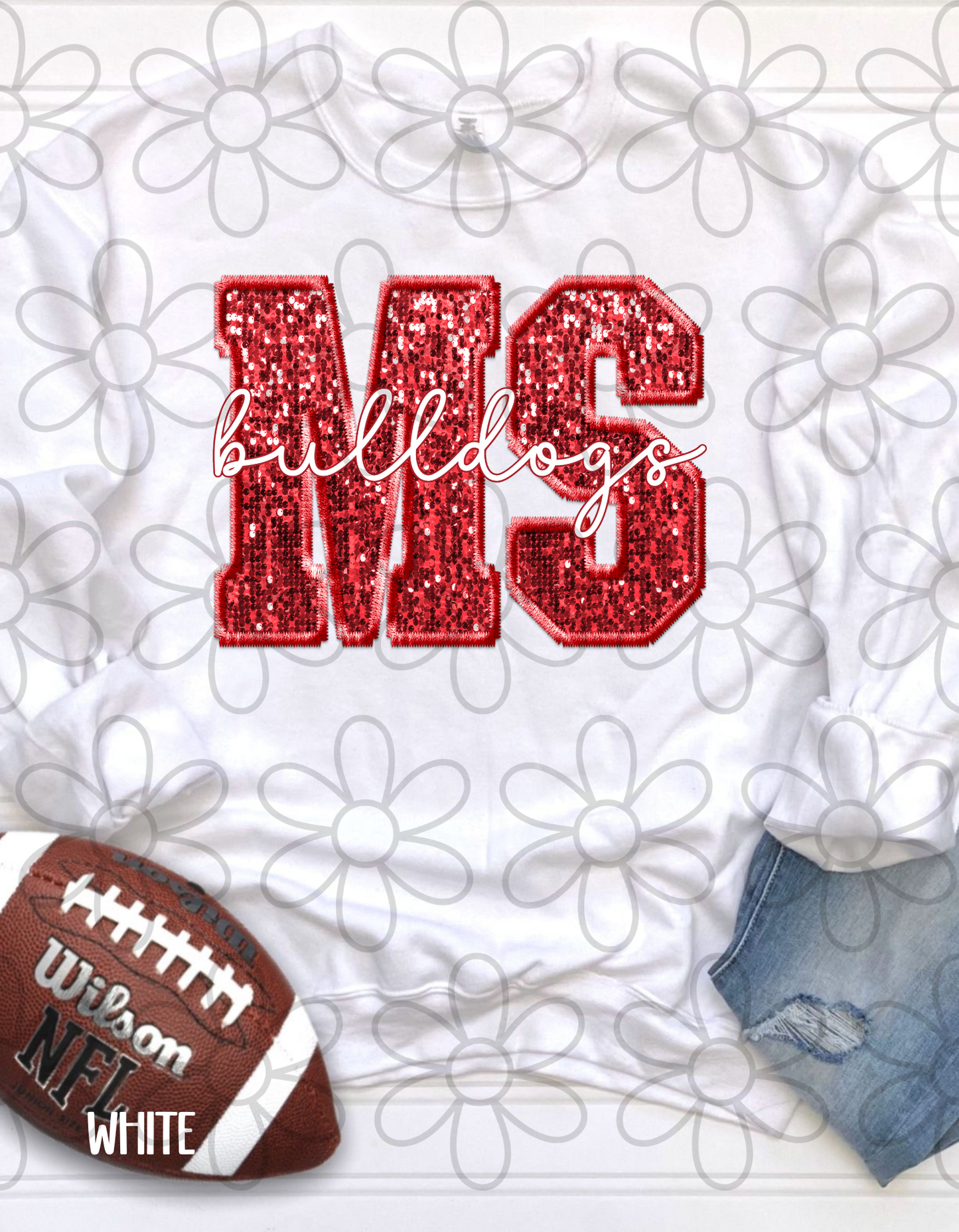 Football Team Sequins (Multiple Options) Kids Completed Tee