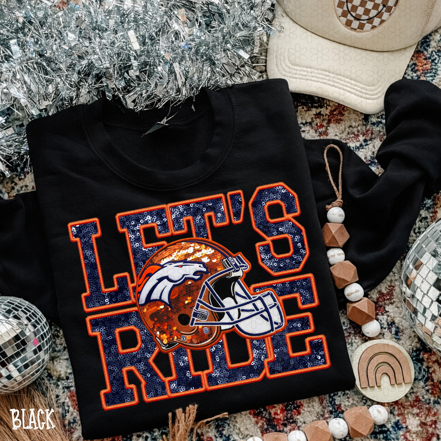 Faux Sequins Football Teams (Multiple Options) Kids Completed Tee