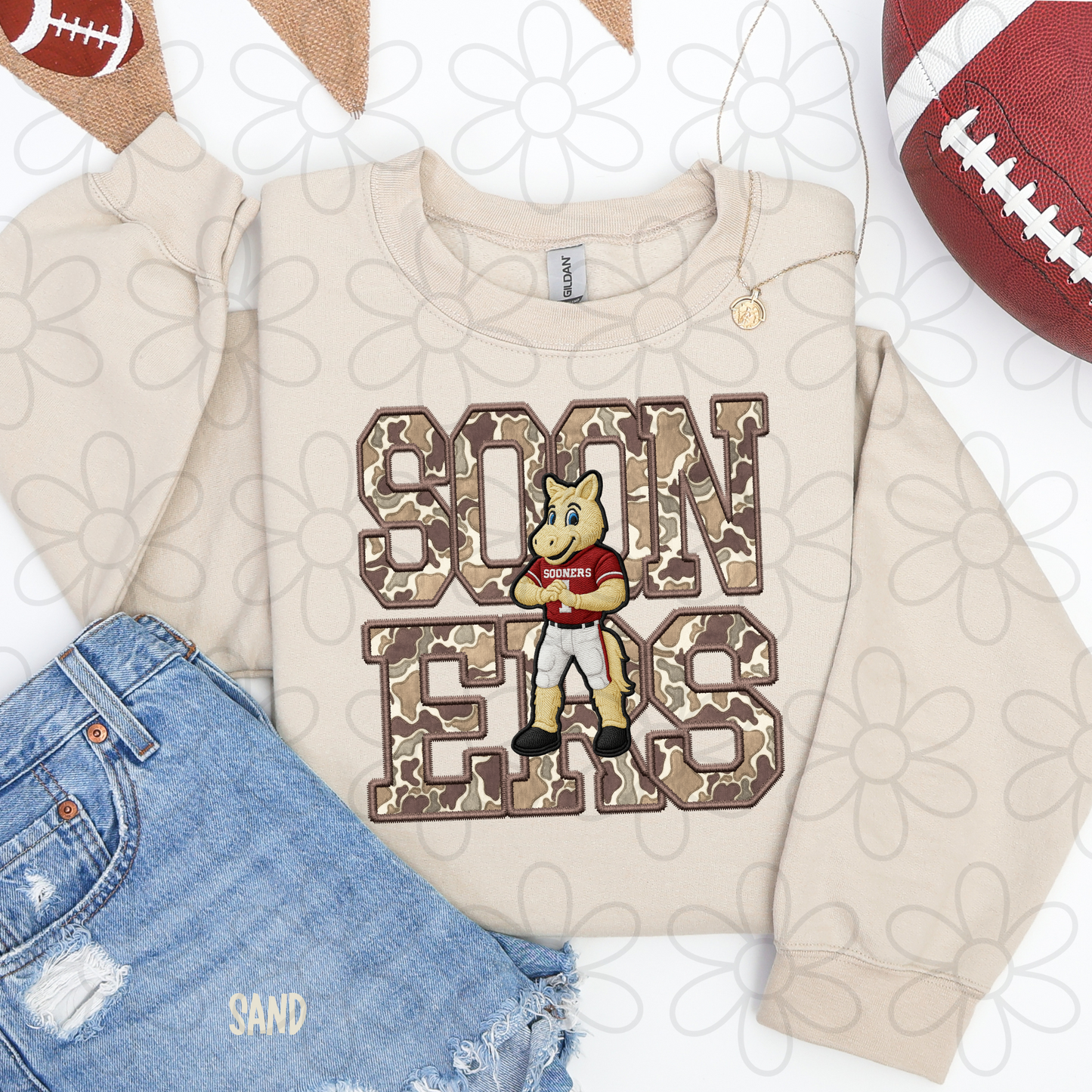 Camo Football Teams Mascot (Multiple Options) Kids Completed Tee