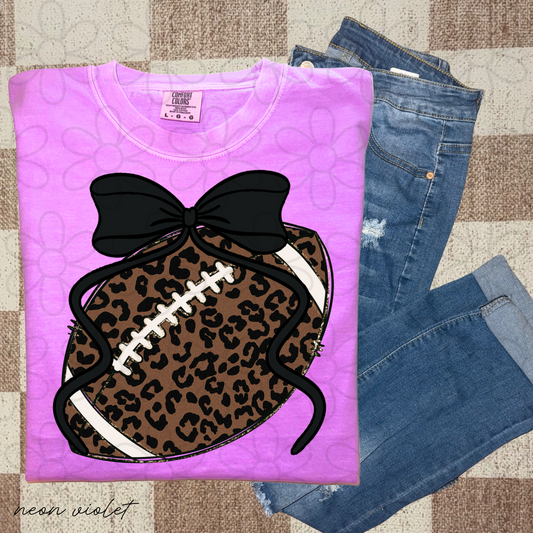 Leopard Football Colorful Bows (Multiple Options) Kids Completed Tee