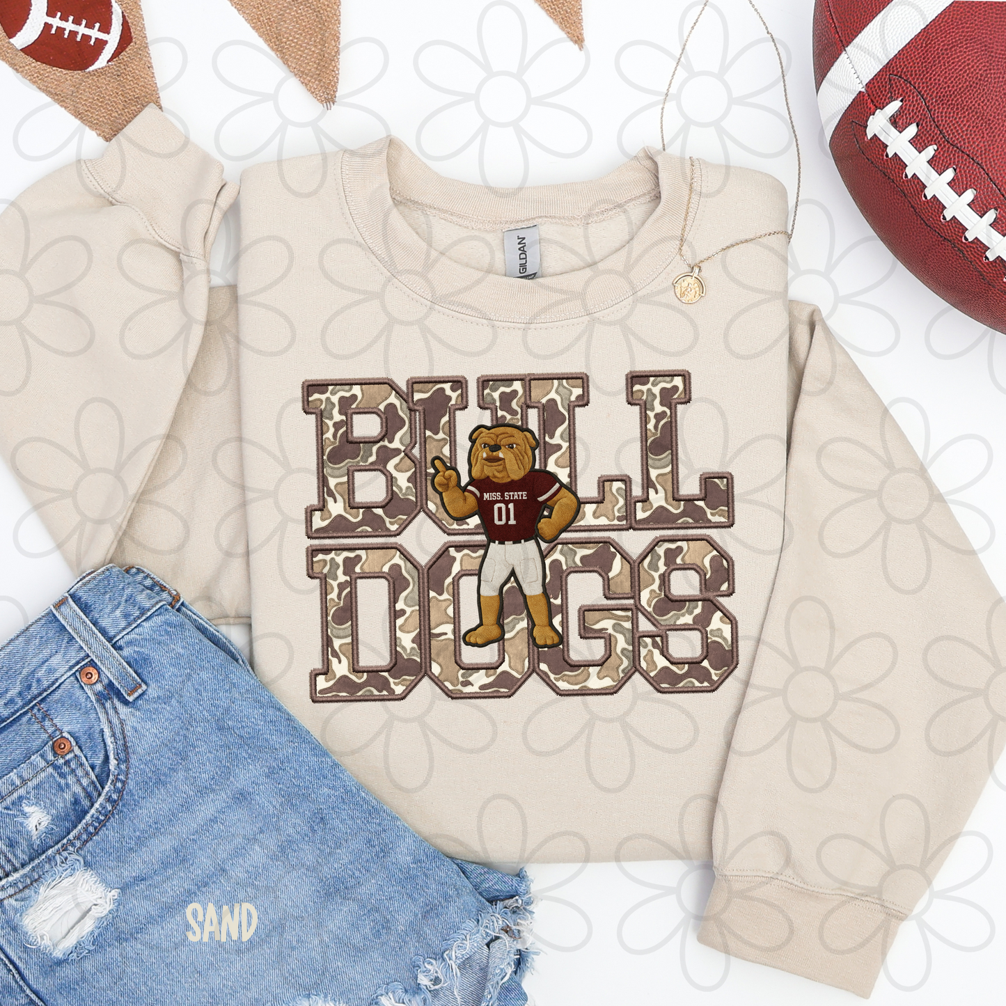 Camo Football Teams Mascot (Multiple Options) Kids Completed Tee