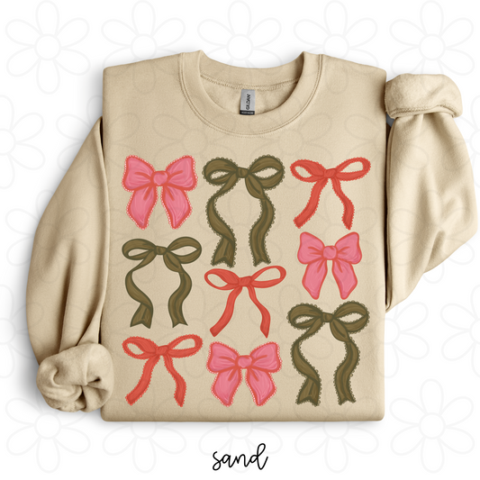 Pink, Green & Red Coquette Bows Completed Tee