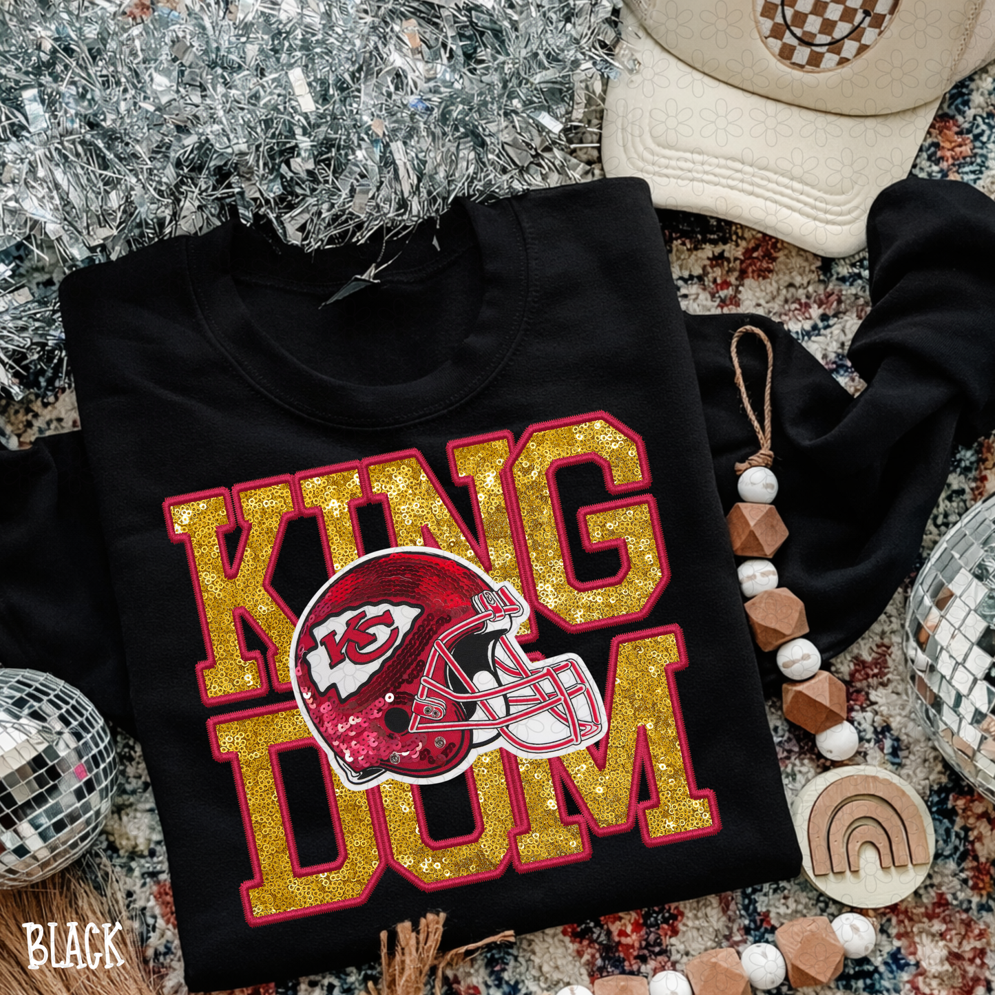 Faux Sequins Football Teams (Multiple Options) Completed Tee