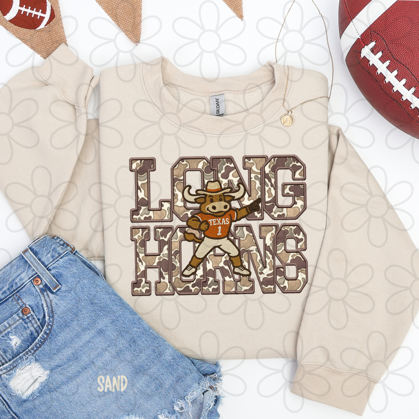 Camo Football Teams Mascot (Multiple Options) Kids Completed Tee
